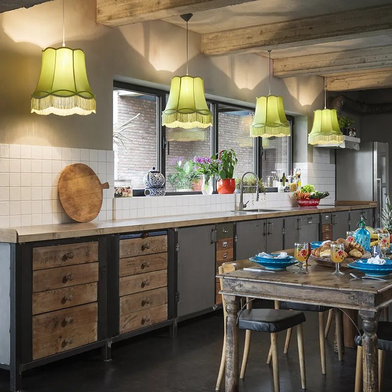 Conjunto de 4 Candeeiros Pendentes Retro Verde 45 cm - Granny