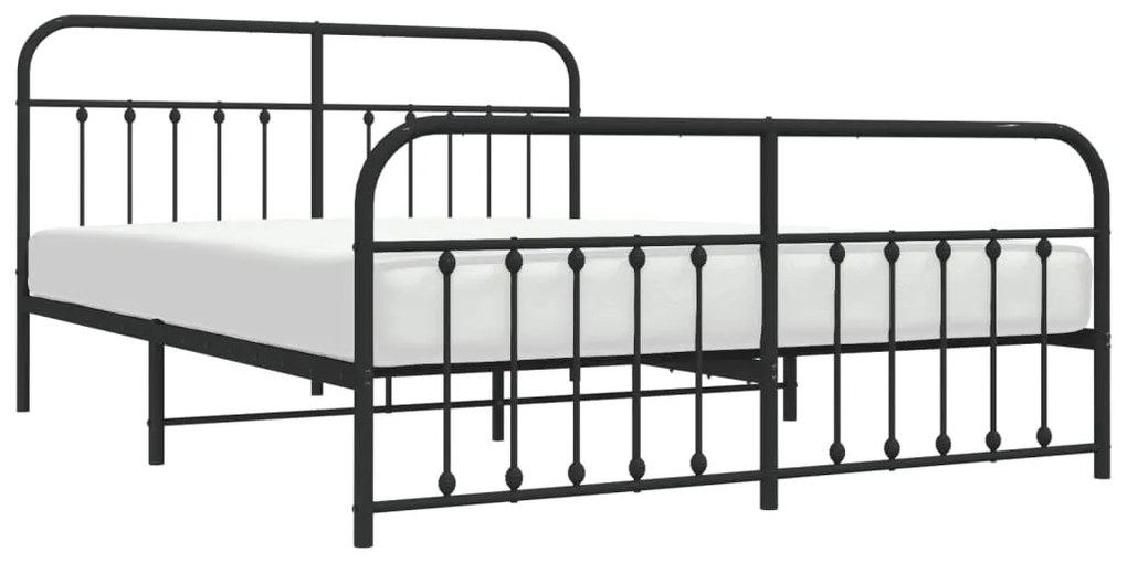 Estrutura de cama com cabeceira e pés 183x213 cm metal preto