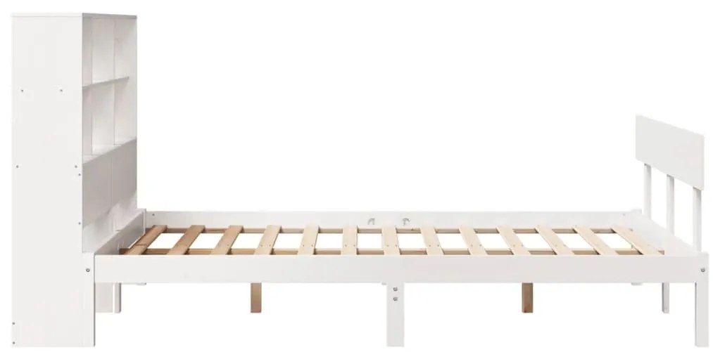 Cama com estante sem colchão 160x200 cm pinho maciço branco