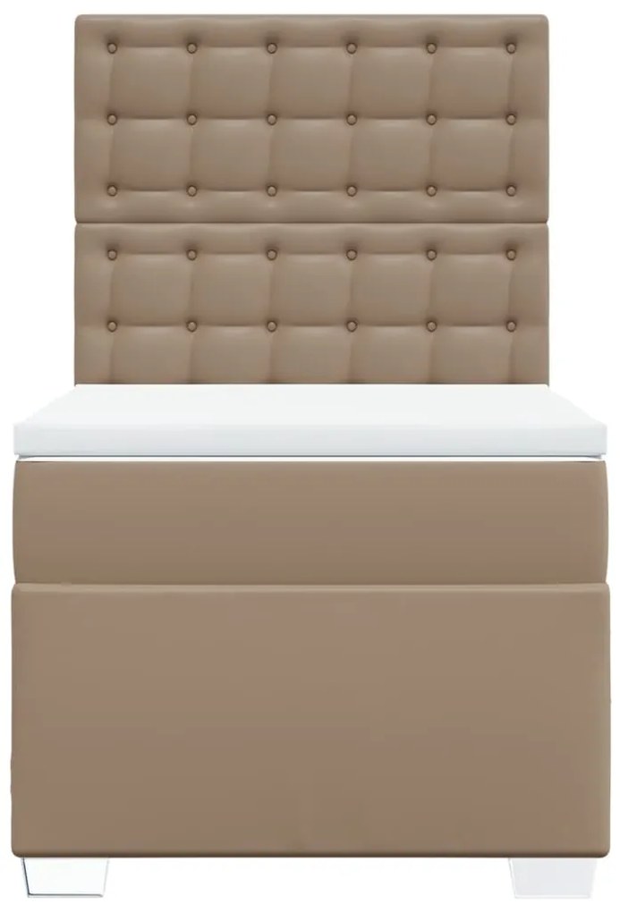 Cama com molas/colchão 100x200 cm couro artificial cappuccino