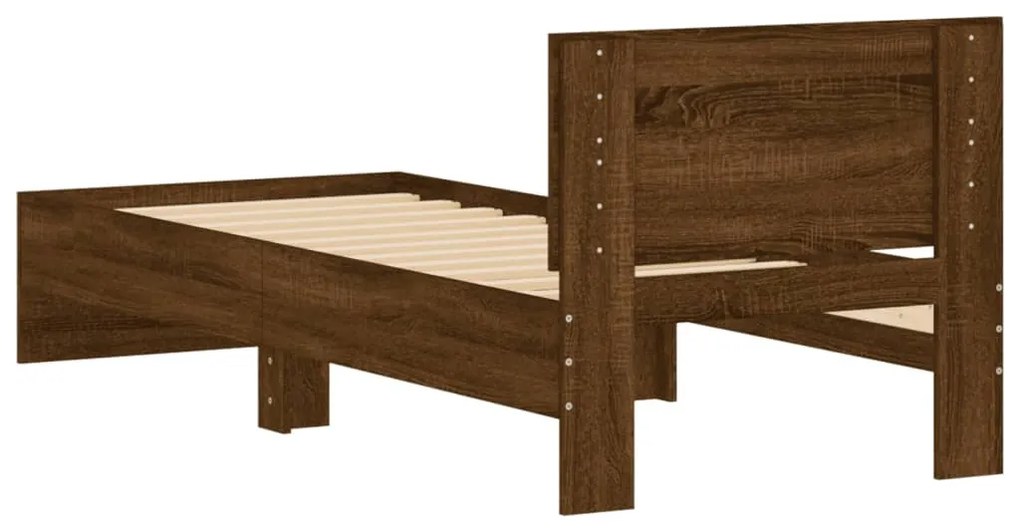 Cama sem colchão com cabeceira 75x190 cm carvalho castanho