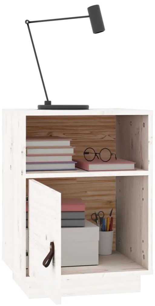 Mesas de cabeceira 2 pcs 40x34x55 cm pinho maciço branco