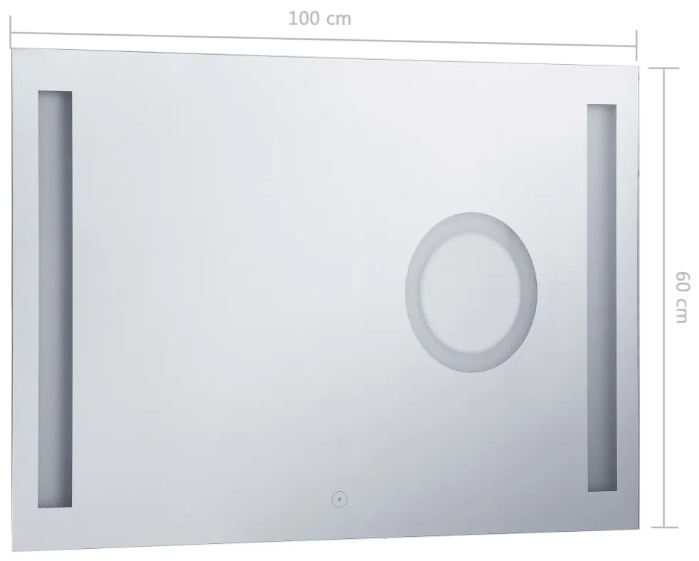 Espelho de parede LED c/ sensor tátil casa de banho 100x60 cm