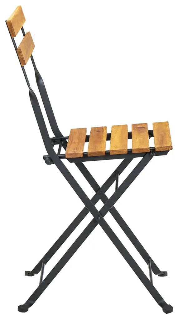 3 pcs conjunto bistrô dobrável madeira de acácia maciça