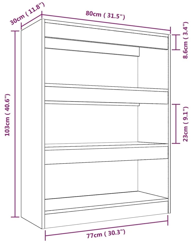 Estante/divisória madeira processada 80x30x103 cm sonoma cinza