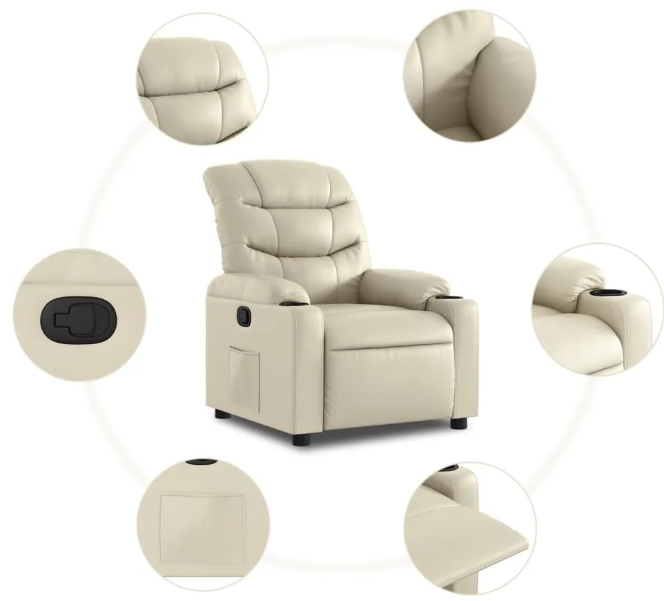Poltrona reclinável couro artificial cor creme