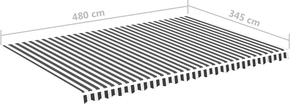 Tecido de substituição para toldo 5x3,5 m antracite e branco
