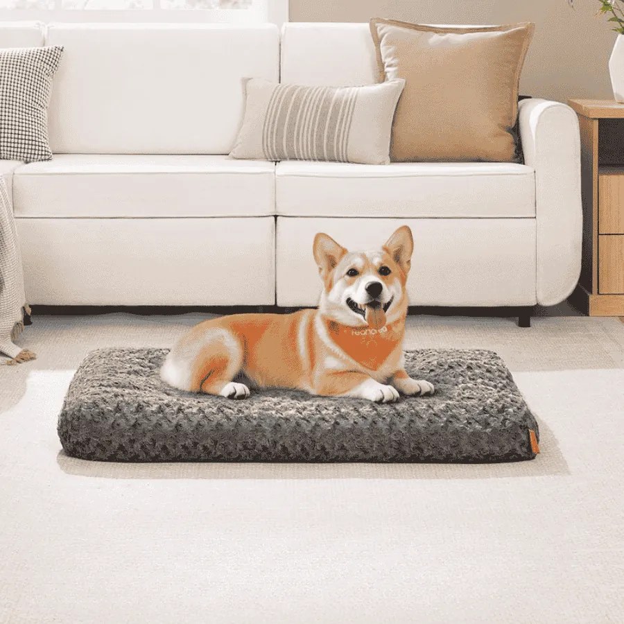 Cama para cães L 95 x 60 cm com estofamento macio cinza ardósia