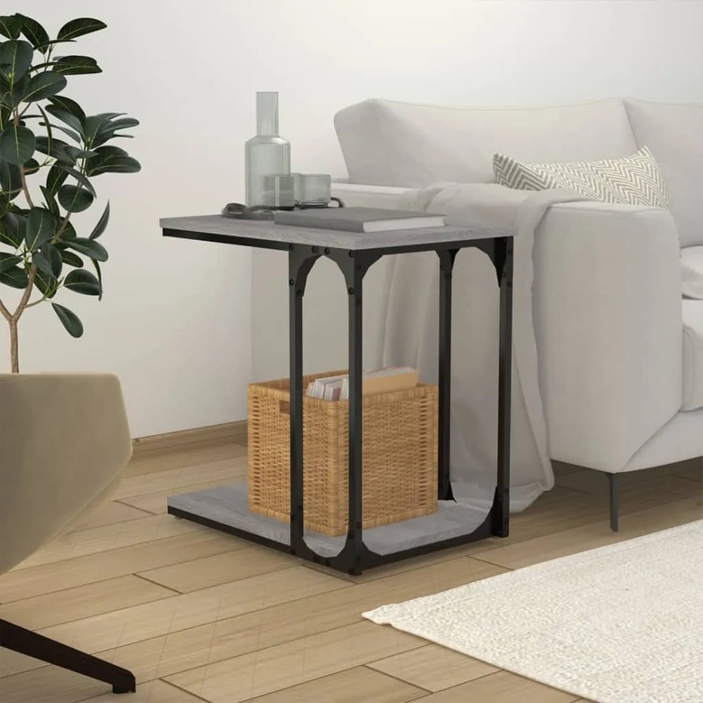 825815 vidaXL Mesa de apoio 50x35x52 cm derivados de madeira cinzento sonoma