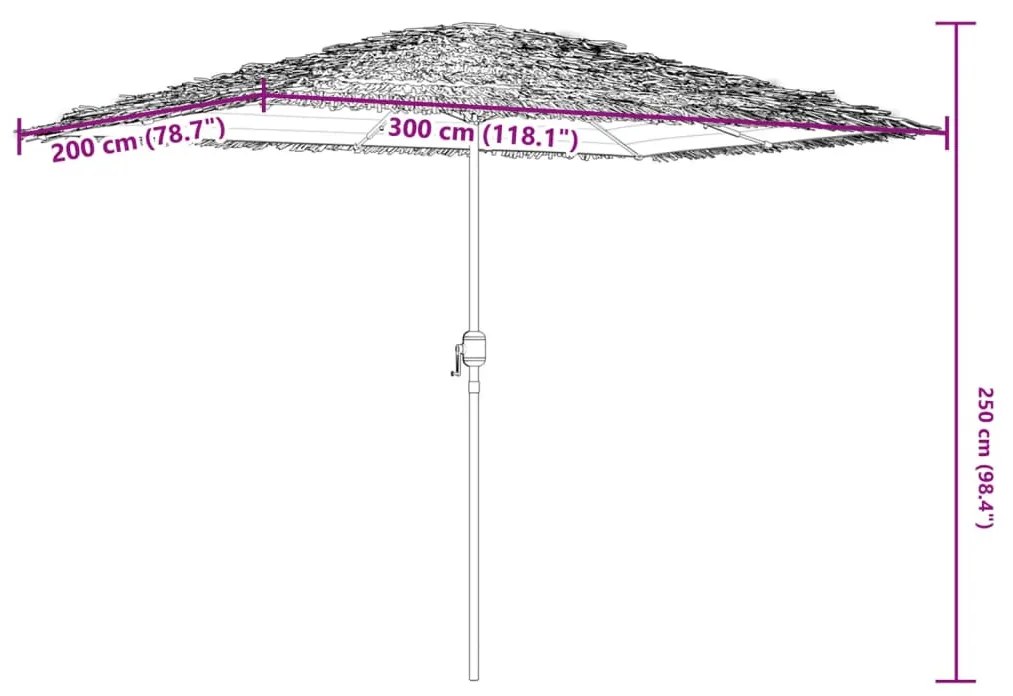 Guarda-sol de jardim com poste de aço 300x200x250 cm castanho