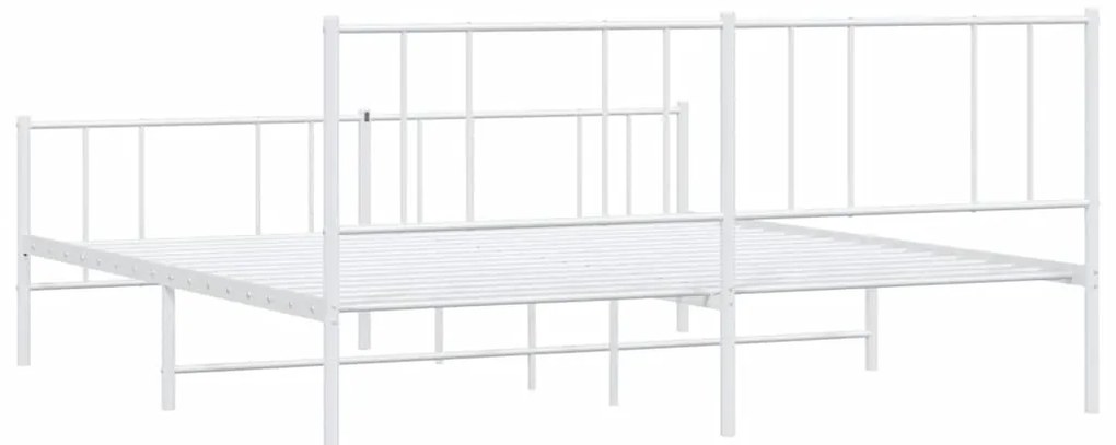 Estrutura de cama com cabeceira e pés 193x203 cm metal branco