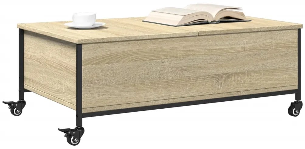Mesa de centro com rodas derivados de madeira carvalho sonoma