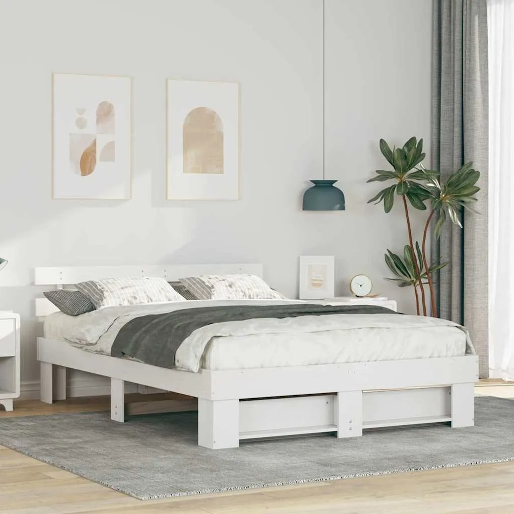 vidaXL Estrutura da Cama com cabeceira Branco 160 x 200 cm