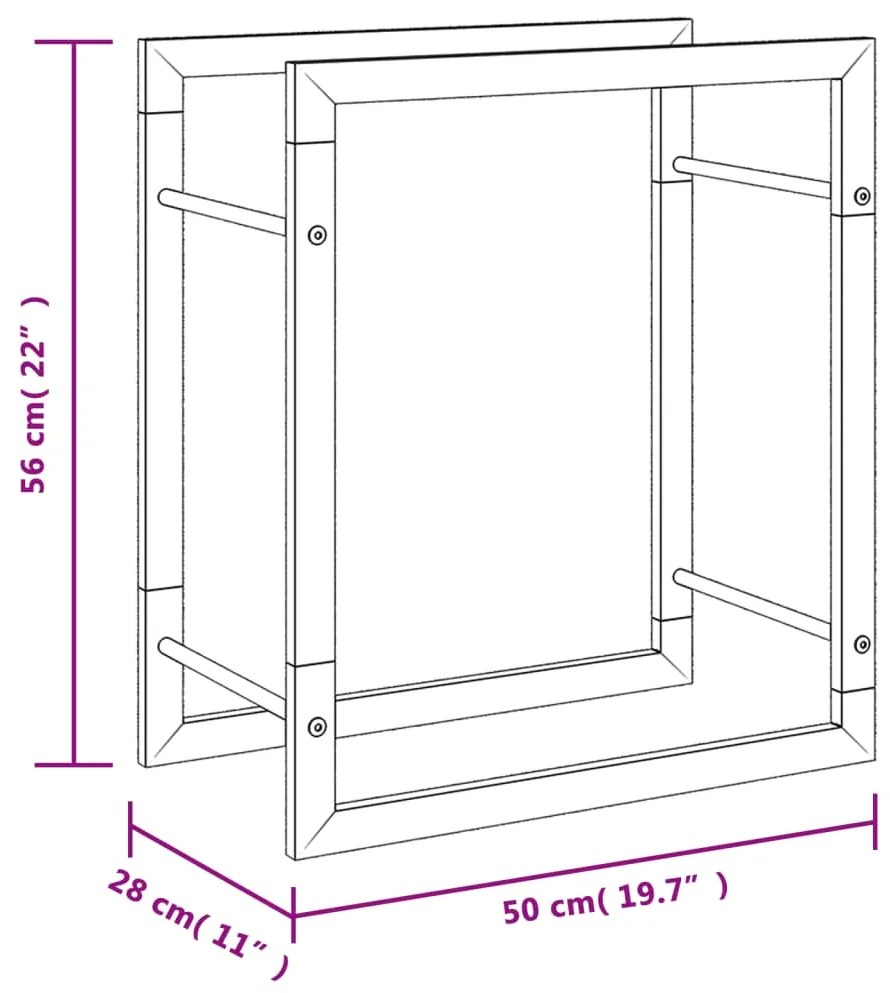 Suporte para lenha 50x28x56 cm aço inoxidável