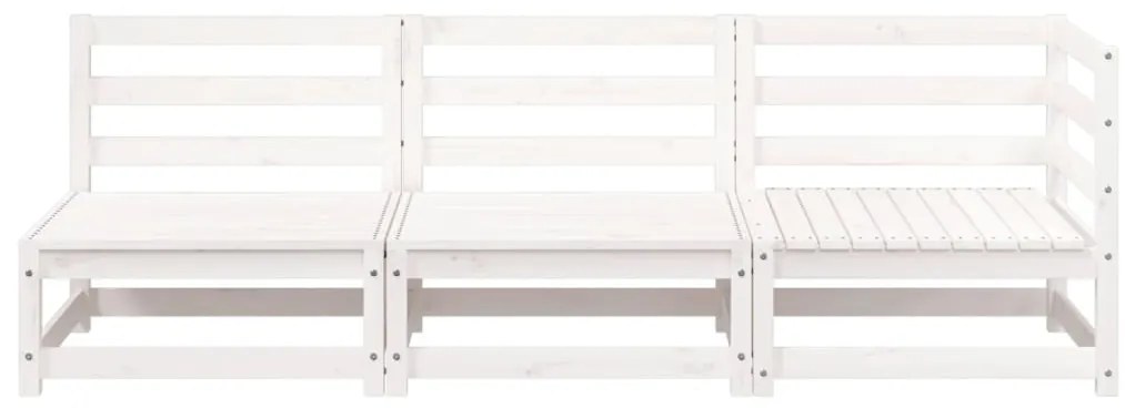 Sofá de 3 lugares para jardim pinho maciço branco