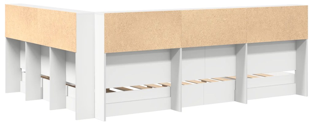 Cama com Estante Branca 160x200 cm Madeira Engenharia