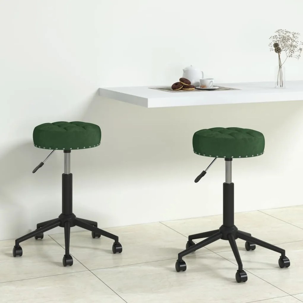 Cadeiras de jantar giratorias 2 pcs veludo verde-escuro