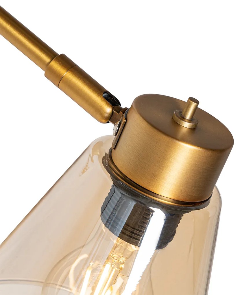 Aplique Art Déco bronze com mármore e vidro âmbar - Nina