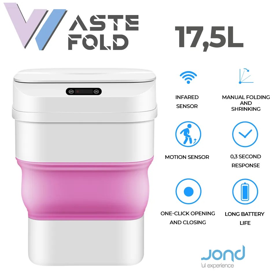 Caixote Lixo Inteligente Sensor 17,5 L / 8L Rosa Biwond