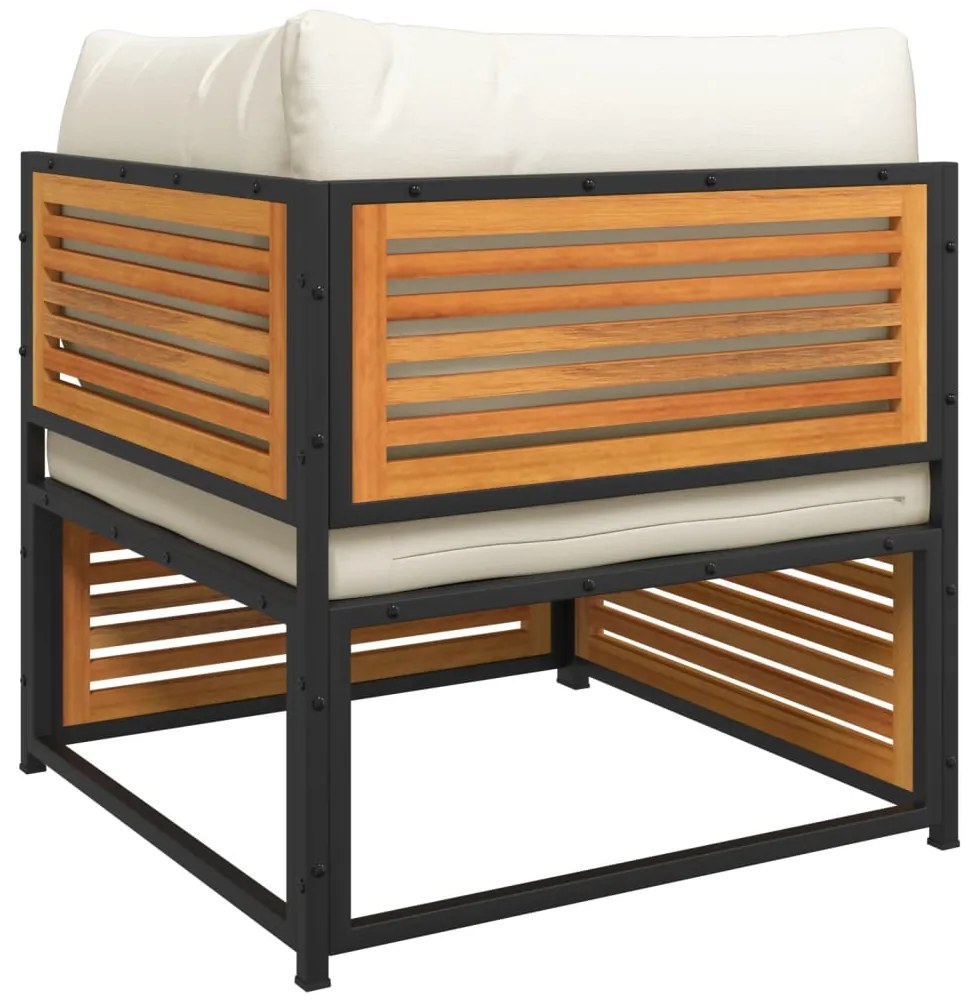 9 pcs conjunto de sofás de jardim com almofadões acácia maciça