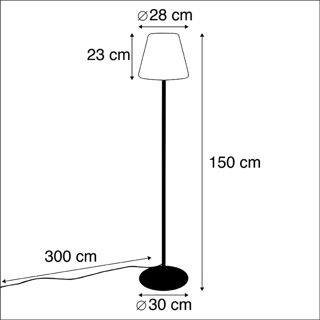 LED Candeeiro de pé exterior inteligente preto com Wi-Fi A60 - Virginia Moderno