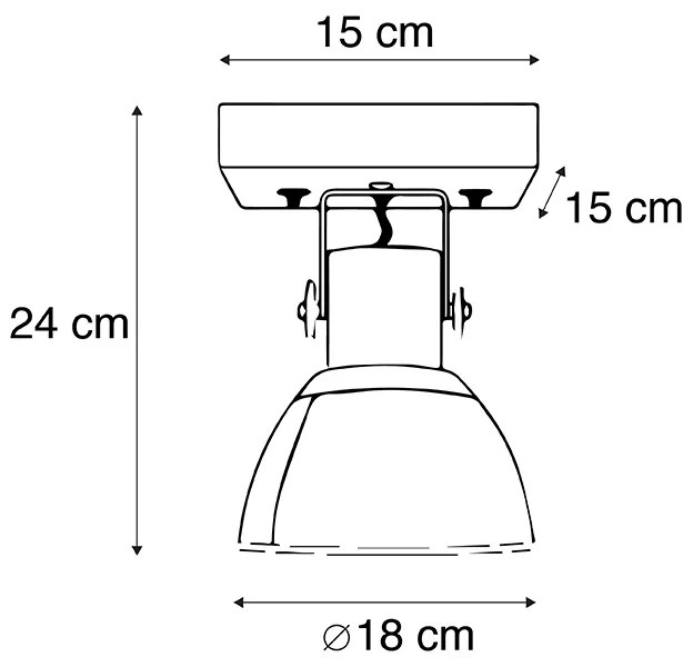 Ponto industrial branco com madeira manga 18 cm - Mangas Industrial