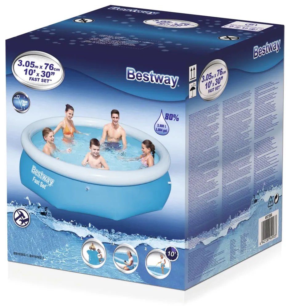 Bestway Fast Set Piscina insuflável redonda 305x76 cm 57266