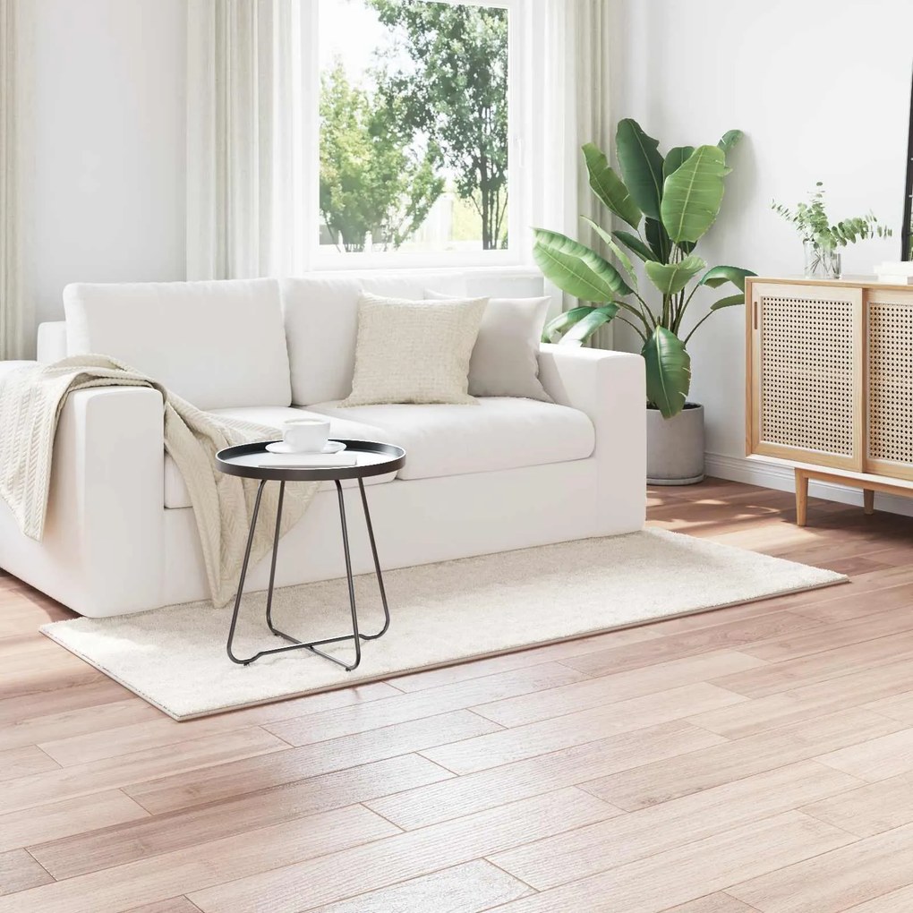 vidaXL Tapetes de área Retangular HUARTE Creme 150 x 80 cm Poliéster