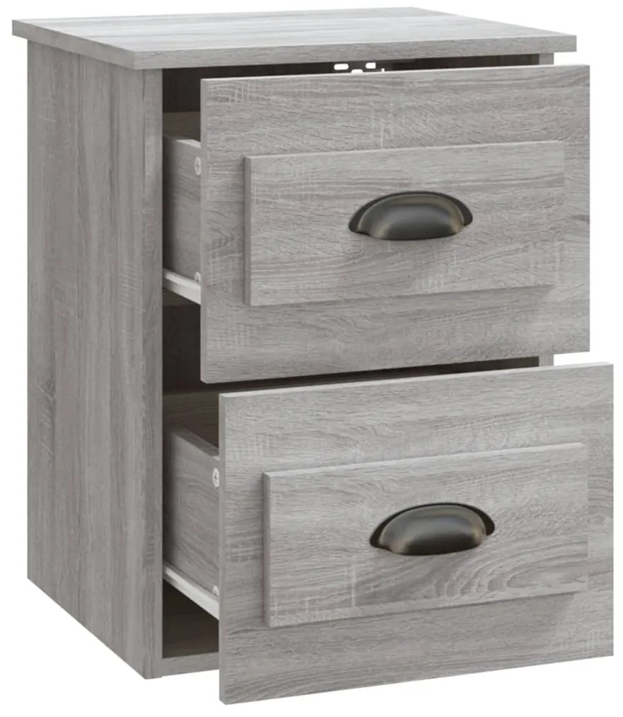 Mesas de cabeceira parede 2 pcs 41,5x36x53 cm cinzento sonoma