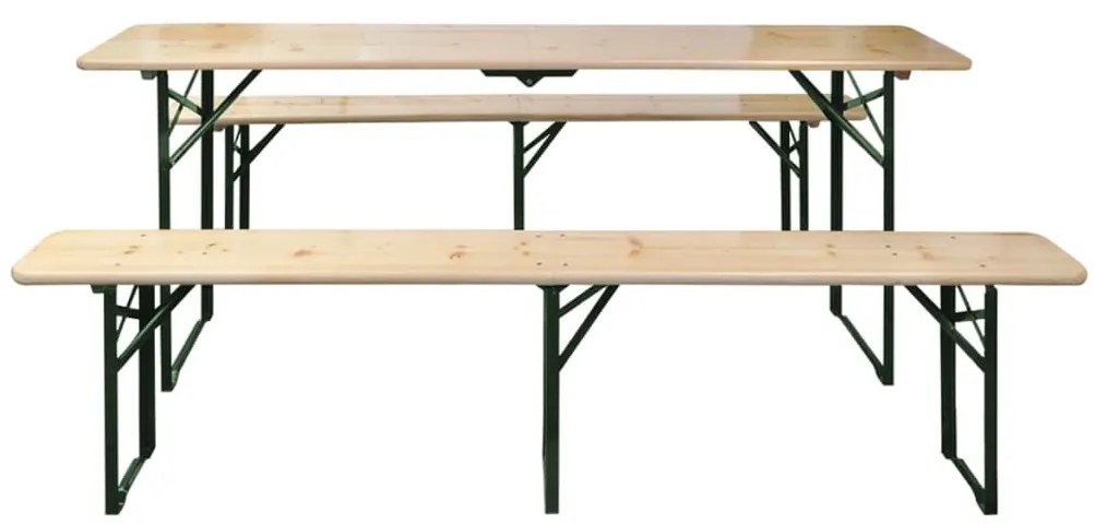 Mesa de cerveja dobrável c/ 2 bancos 220 cm madeira de abeto
