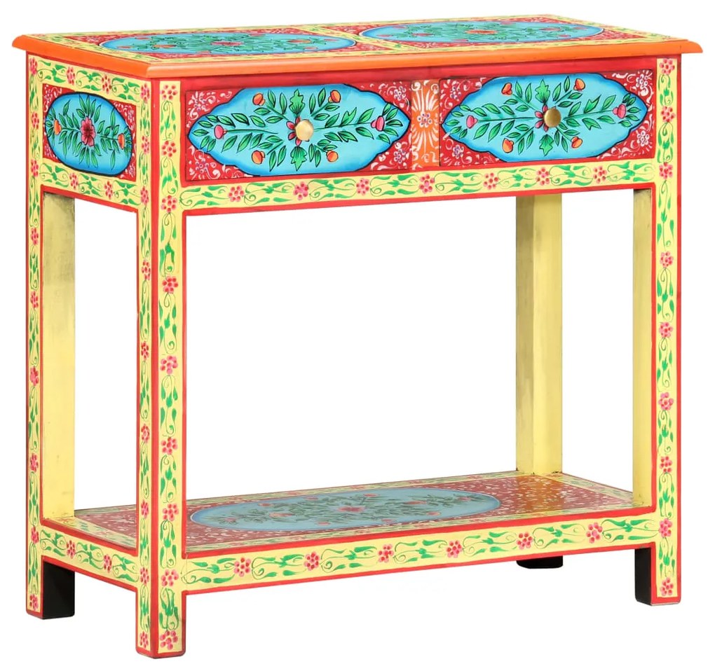 Mesa consola pintada à mão 80x35x75 cm mangueira maciça