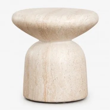 Mesa Auxiliar Redonda Ø40 Cm Em Cimento Zanira Look Travertino - Sklum