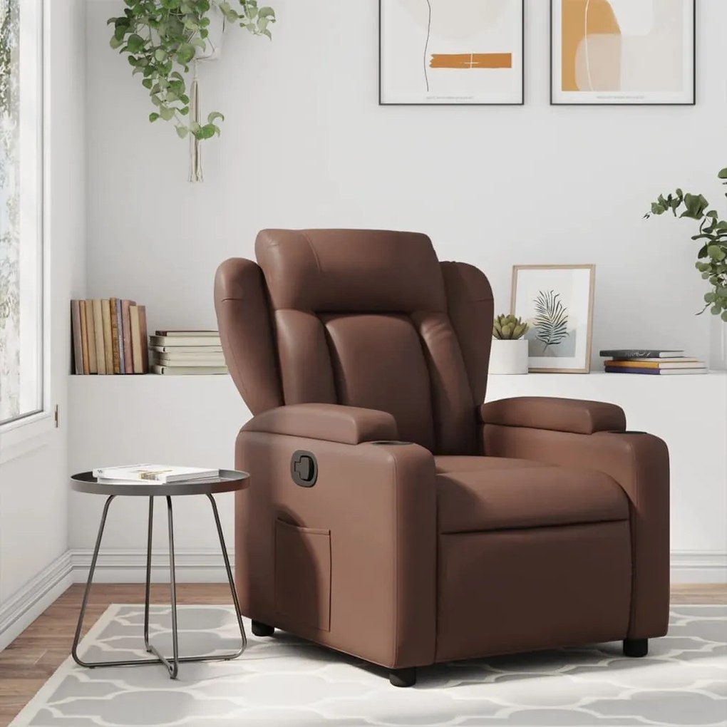 vidaXL Poltrona reclinável couro artificial castanho