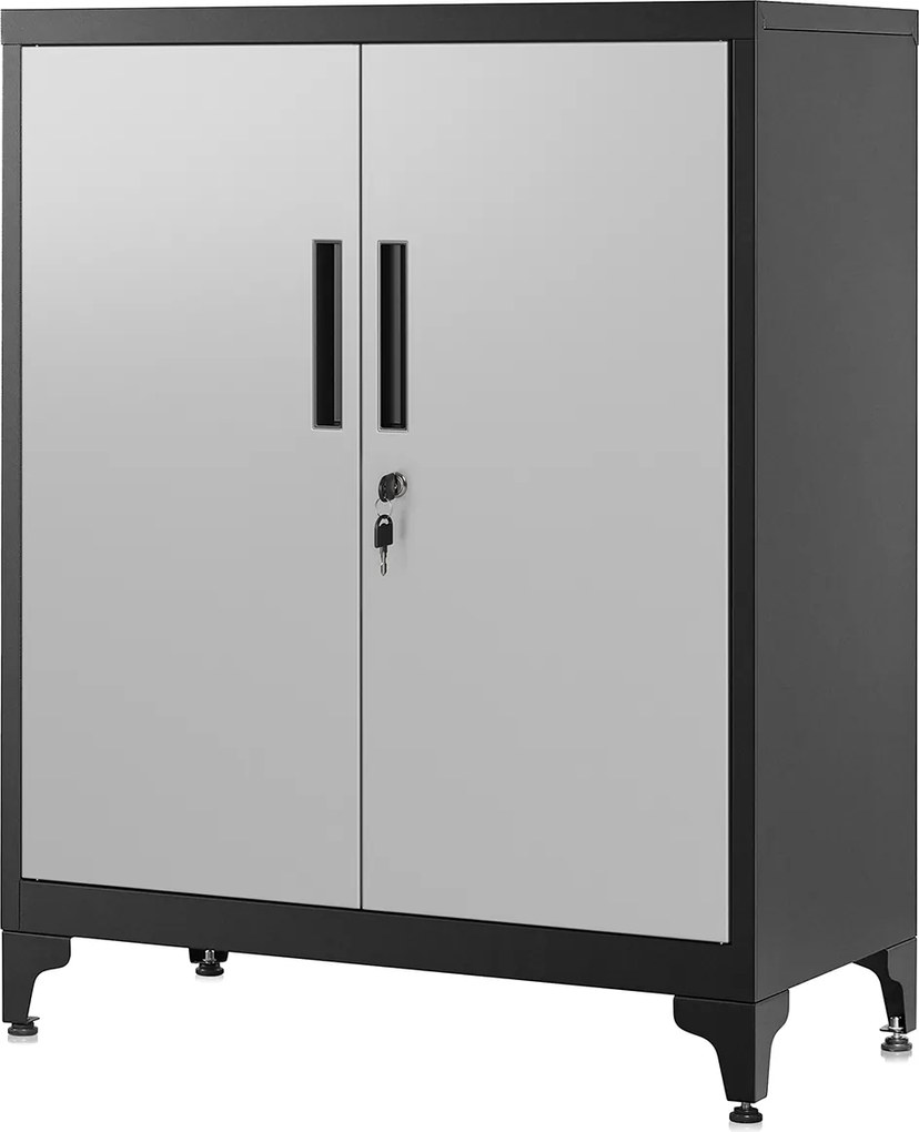 Armário de escritório com 2 portas em aço 40,2 x 80,1 x 99 cm prateado-preto