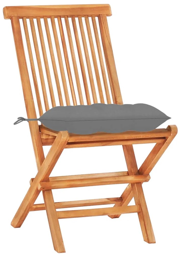 Conjunto bistrô c/ almofadões cinzentos 3 pcs teca maciça