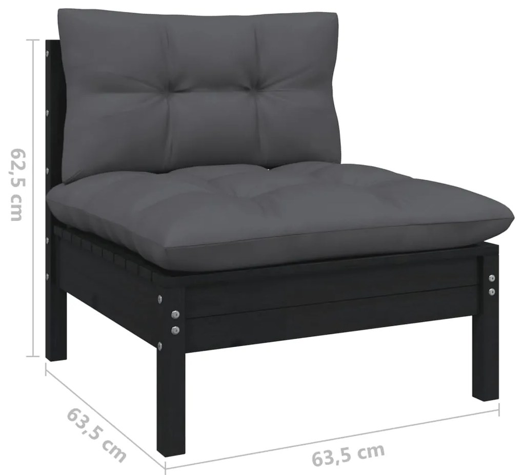 7 pcs conjunto lounge de jardim c/ almofadões pinho maciço