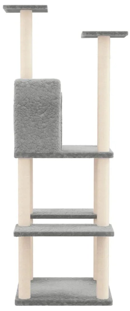 Árvore p/ gatos c/ arranhadores sisal 144,5 cm cinza-claro