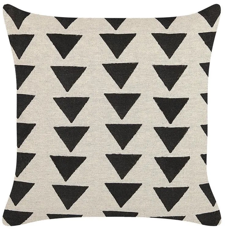 Almofada decorativa com padrão de triângulos em algodão creme e preto 45 x 45 cm  CERCIS Beliani