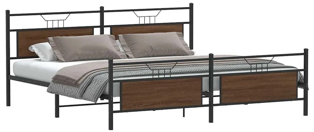 Estrutura cama sem colchão 200x200cm metal carvalho castanho
