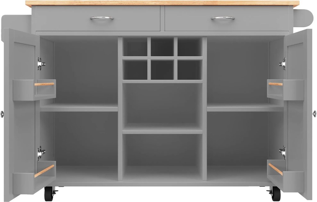 Moderna ilha de cozinha, mesa de jantar multifuncional com espaço de arrumação, 102x45x92 cm, Cinzento