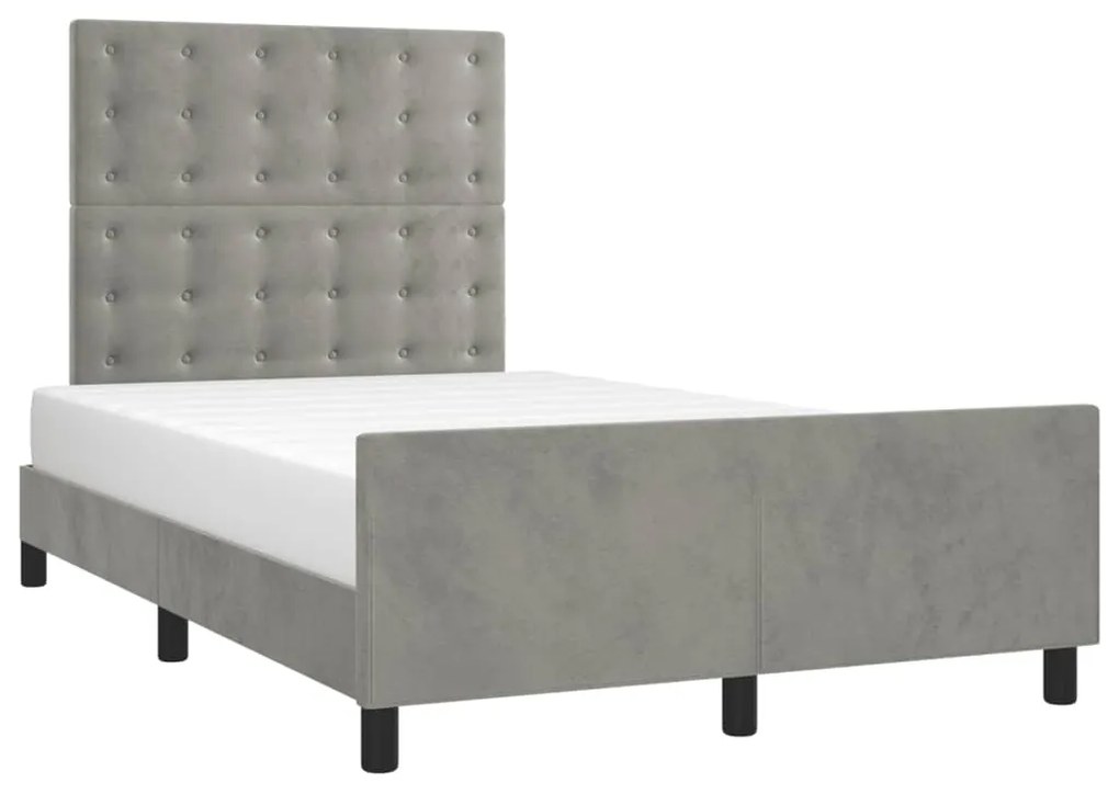 Estrutura de cama sem colchão 120x200 cm veludo cinzento-claro