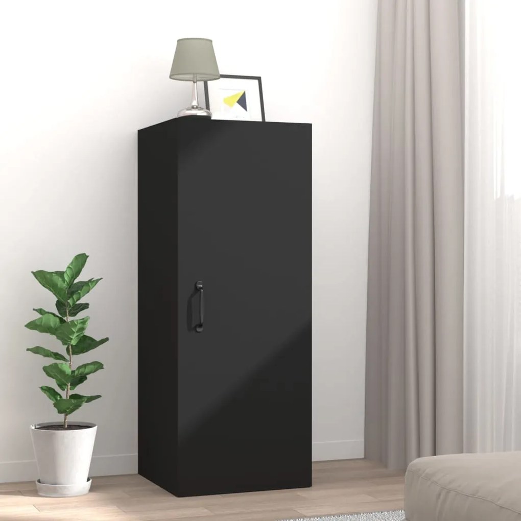 812439 vidaXL Armário parede suspenso 34,5x34x90cm derivados de madeira preto