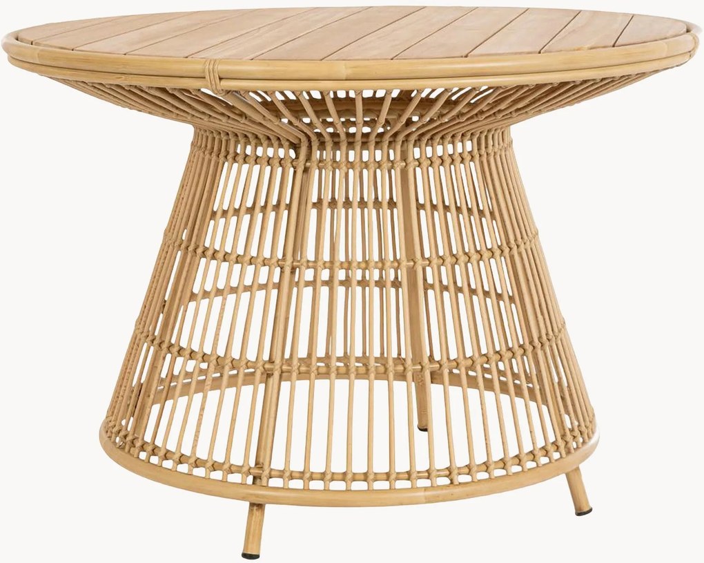 Mesa de jardim redonda com tampo em madeira de teca Adelma, Ø 110 cm