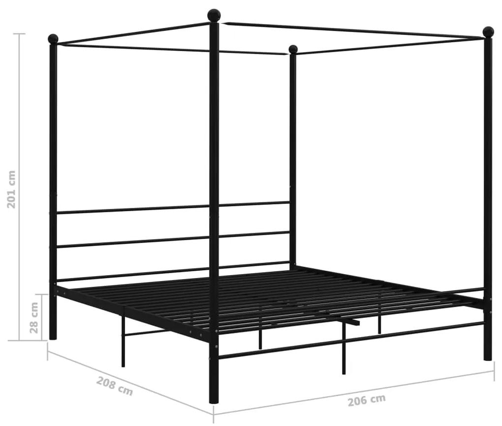 Estrutura de cama com dossel 200x200 cm metal preto