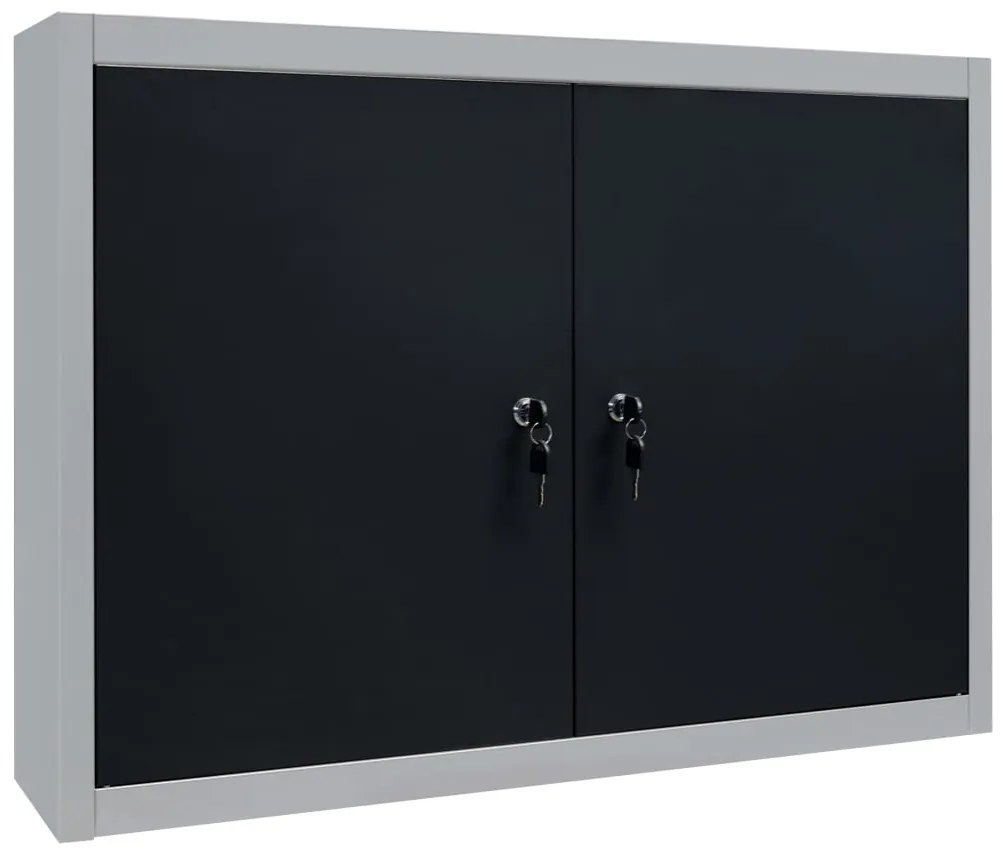Armário ferramentas parede industrial metal cinzento e preto