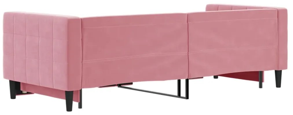 Sofá-cama com gavetão 80x200 cm veludo rosa