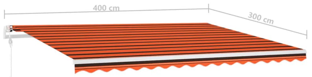 Toldo retrátil manual com luzes LED 4x3 m laranja e castanho