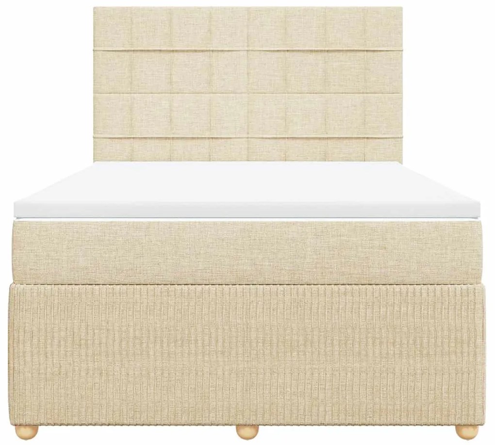 Cama com molas/colchão 140x200 cm tecido cor creme