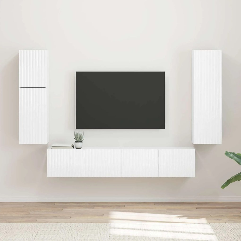 vidaXL Conjunto de móvel de TV 4 pcs Branco Brilhante