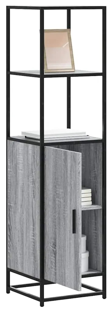 Armário alto 35,5x35x139 cm madeira e metal cinza sonoma